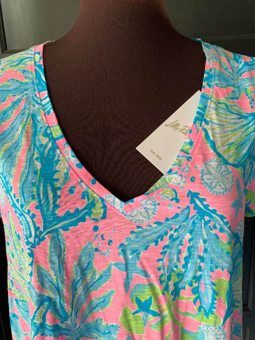 Lilly Pulitzer Etta V-Neck Top Small NWT Mandevilla Baby Hip Nautic